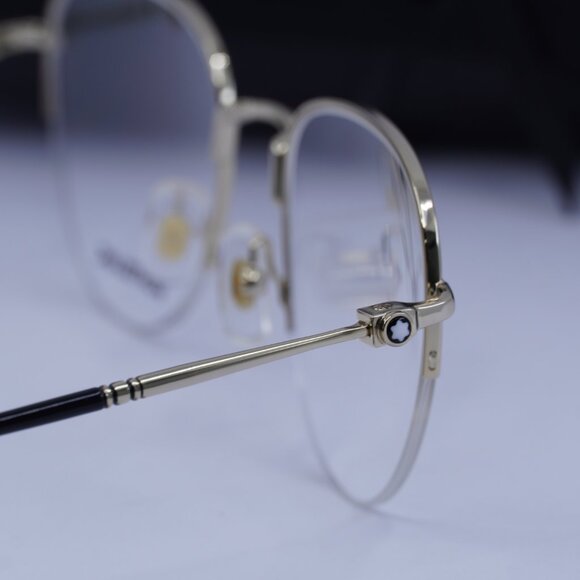 Montblanc MB0129O 004 Aviator Eyeglasses 52mm – Gold - Picture 11 of 12